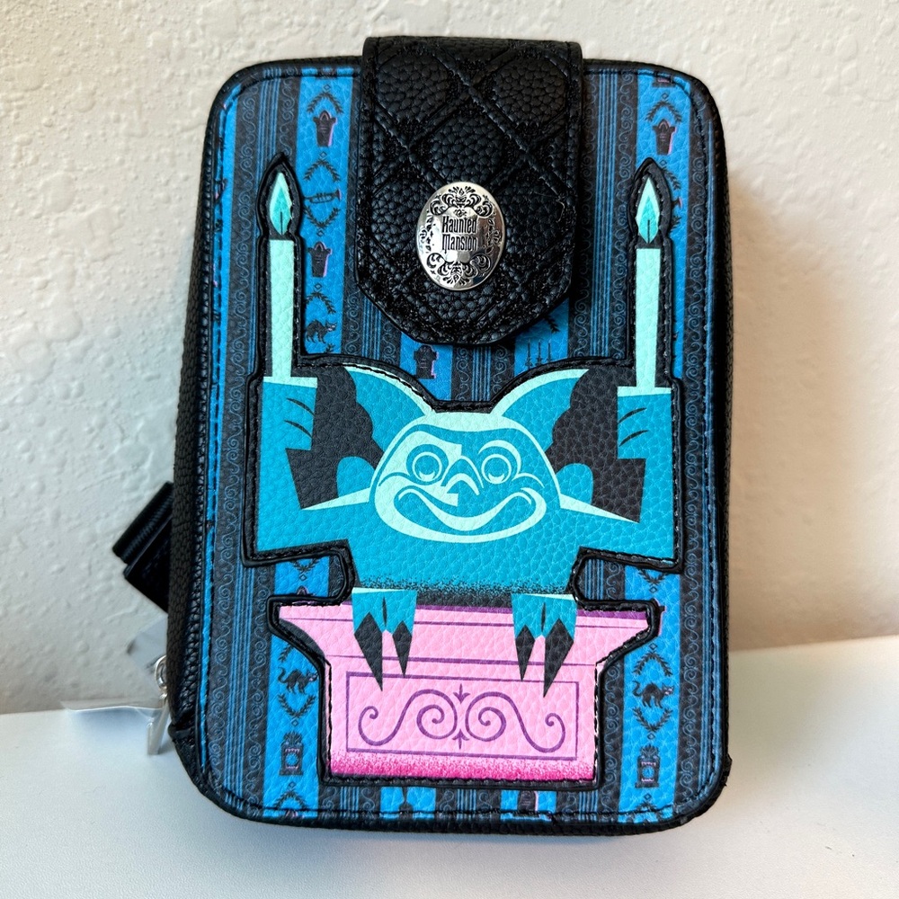 Disney Haunted Mansion Gargoyle Crossbody Bag Purse Black Blue ink NWT
